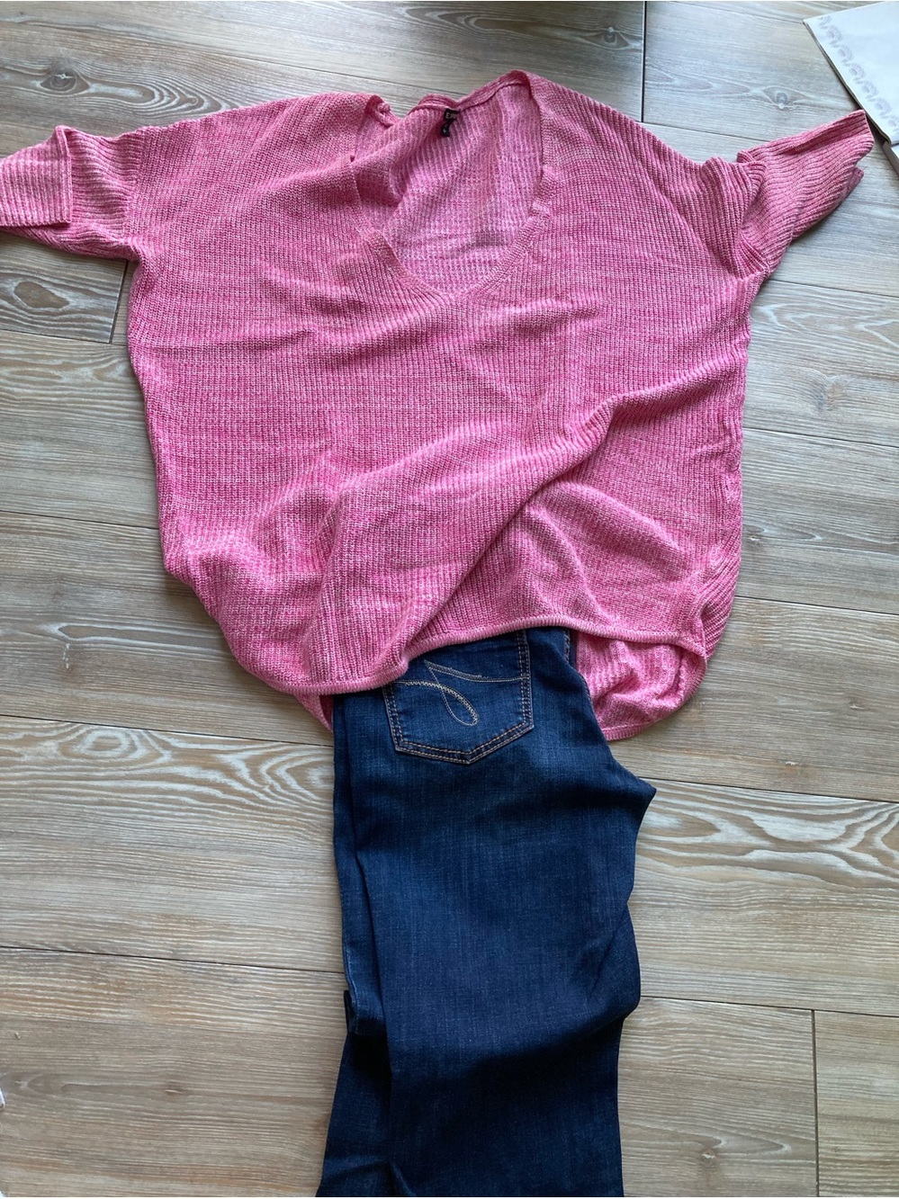 Express Long Knit Tunic Sweater Pink V-Neck Lightweight 100% Cotton Size SP